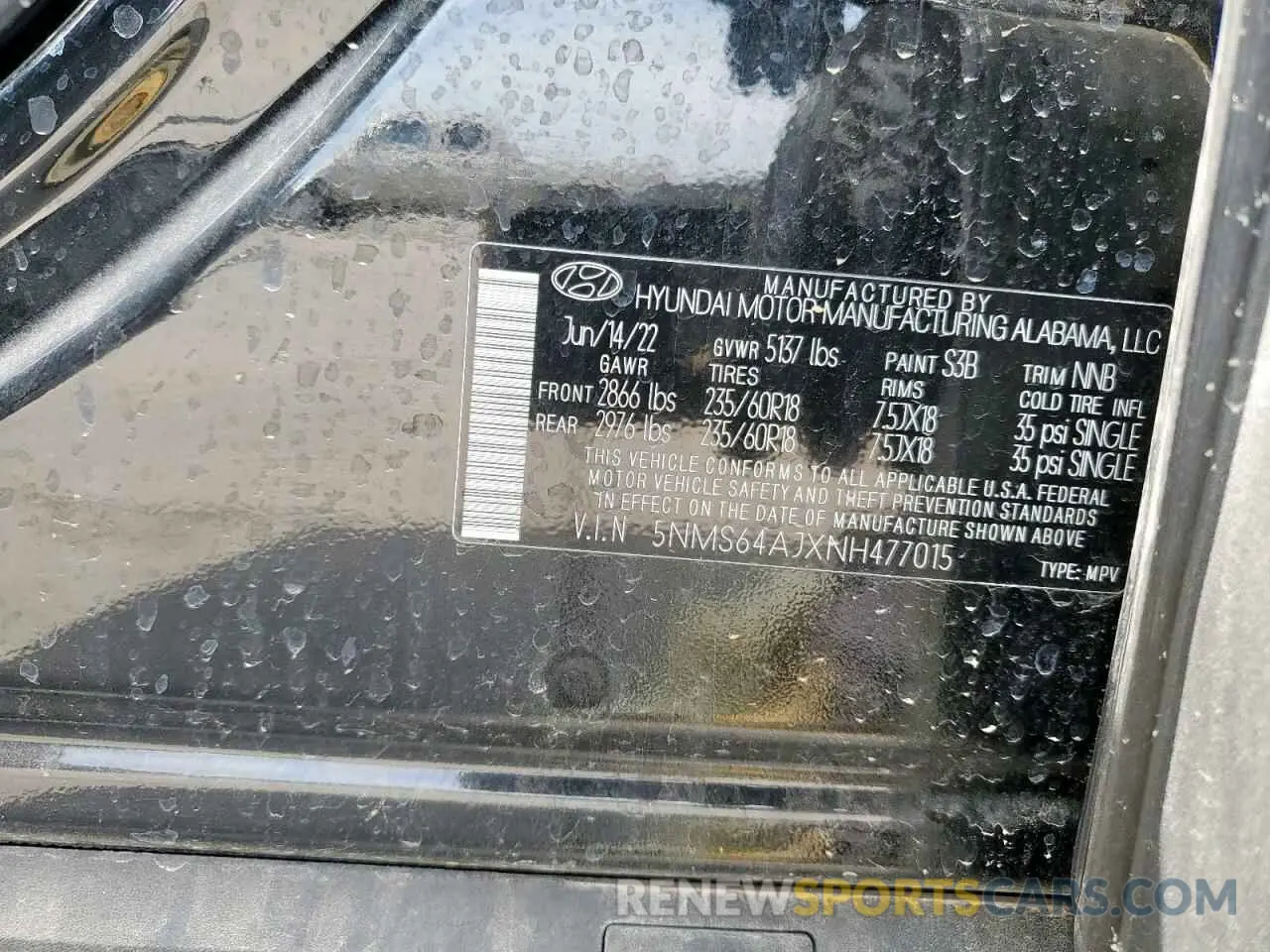 13 Photograph of a damaged car 5NMS64AJXNH477015 HYUNDAI SANTA FE 2022