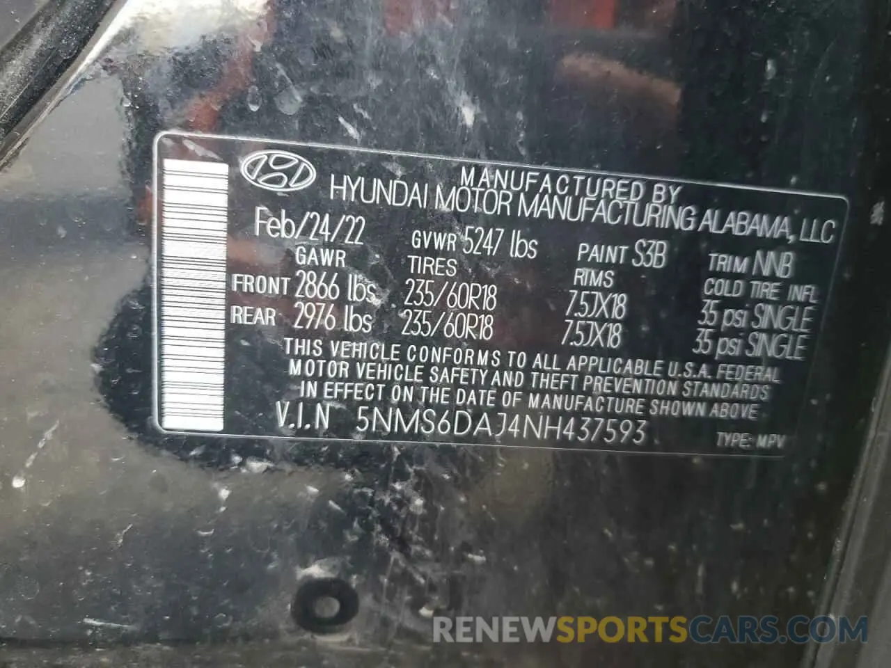 15 Photograph of a damaged car 5NMS6DAJ4NH437593 HYUNDAI SANTA FE 2022