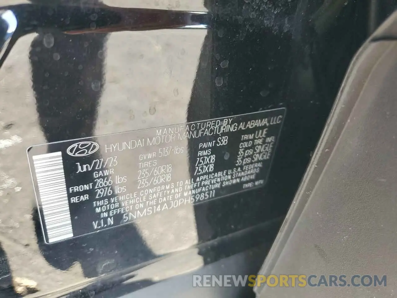 15 Photograph of a damaged car 5NMS14AJ0PH598511 HYUNDAI SANTA FE 2023