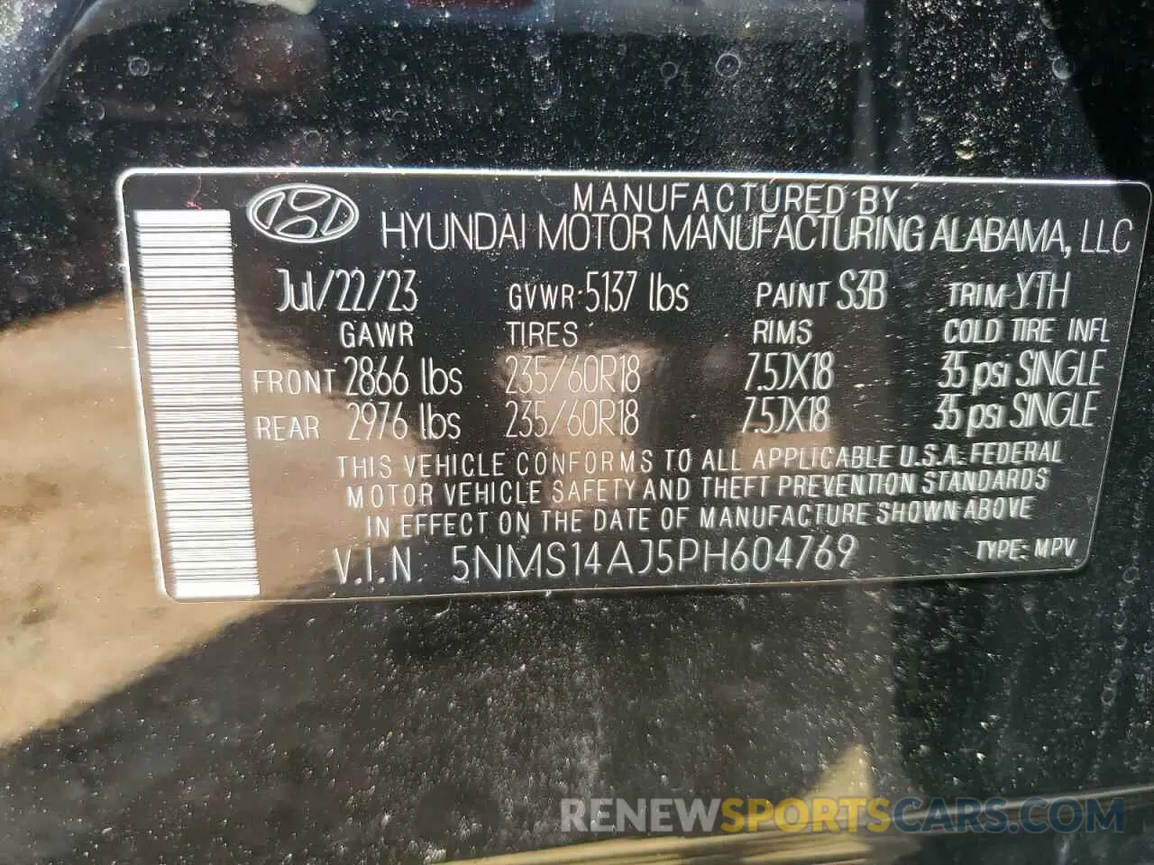 13 Photograph of a damaged car 5NMS14AJ5PH604769 HYUNDAI SANTA FE 2023