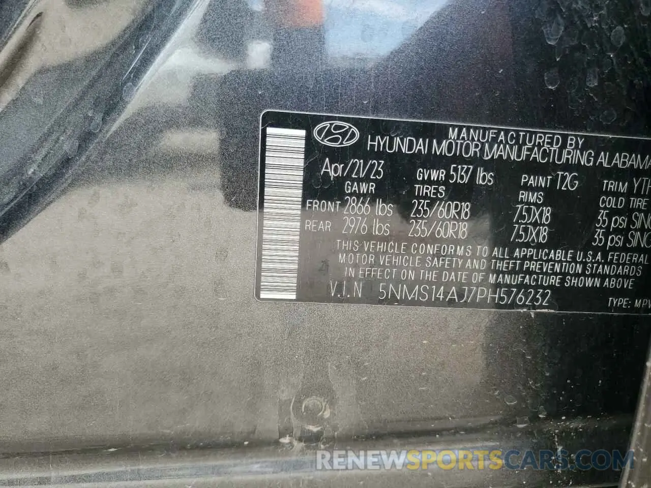 13 Photograph of a damaged car 5NMS14AJ7PH576232 HYUNDAI SANTA FE 2023