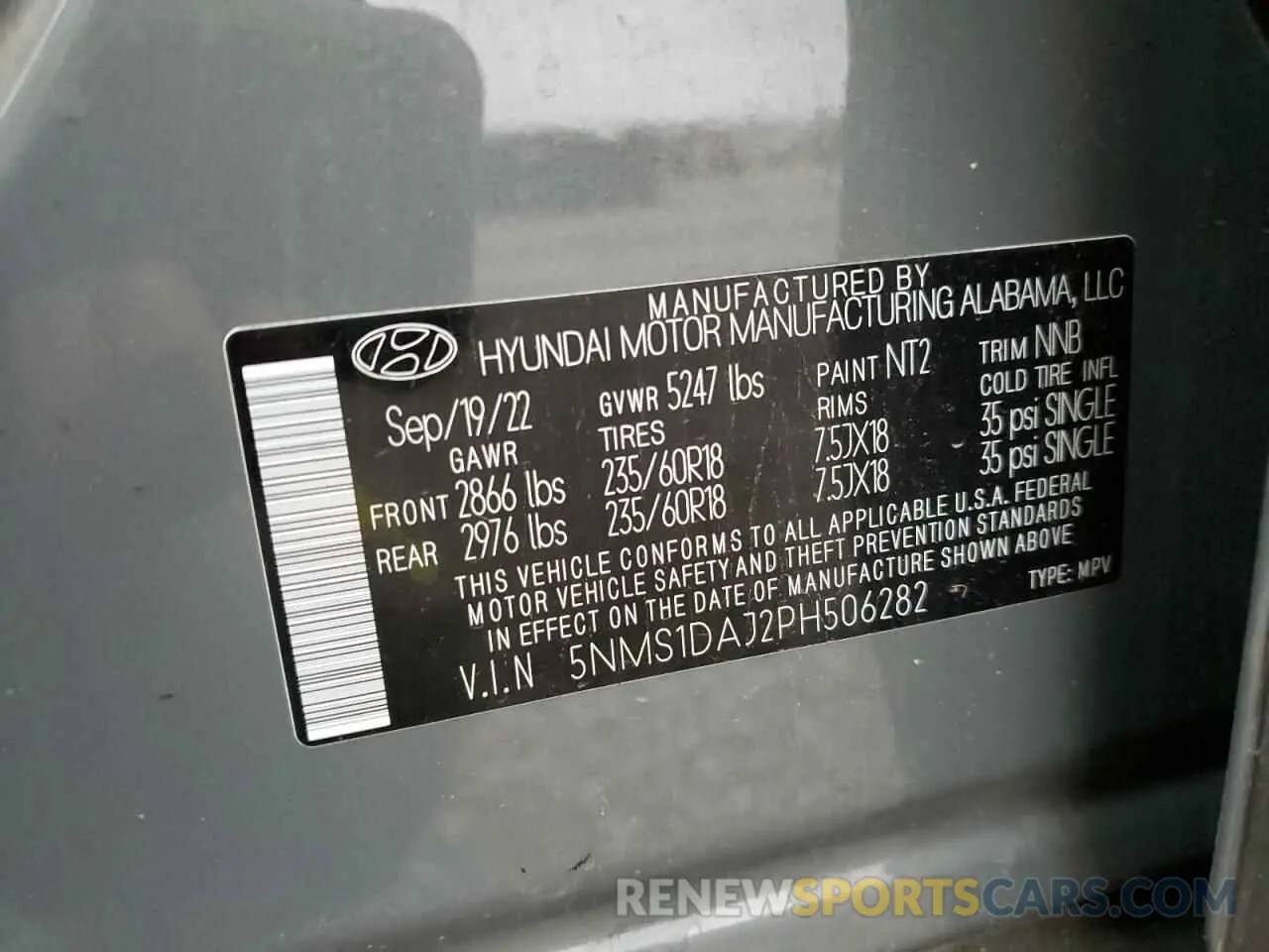 13 Photograph of a damaged car 5NMS1DAJ2PH506282 HYUNDAI SANTA FE 2023