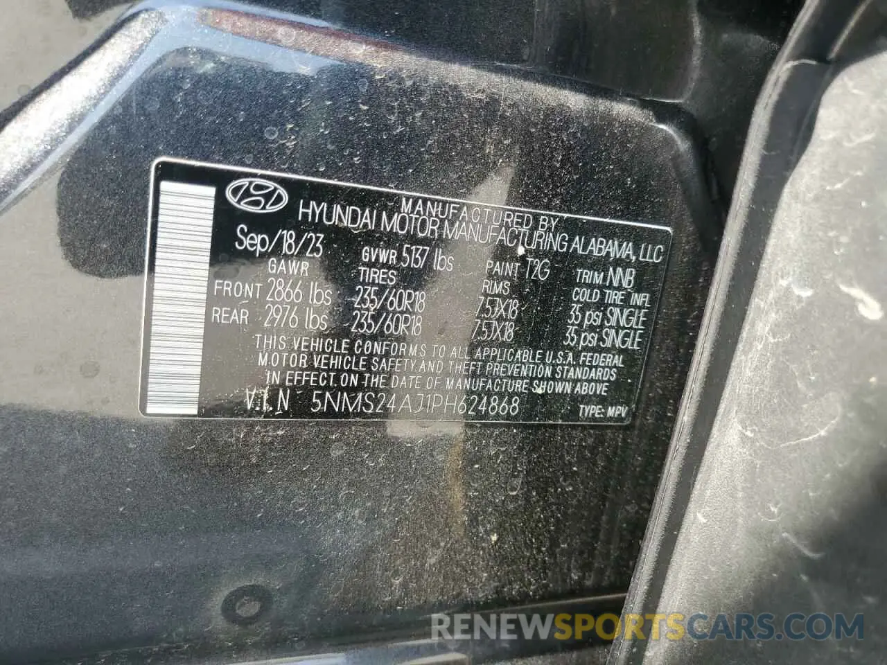 14 Photograph of a damaged car 5NMS24AJ1PH624868 HYUNDAI SANTA FE 2023
