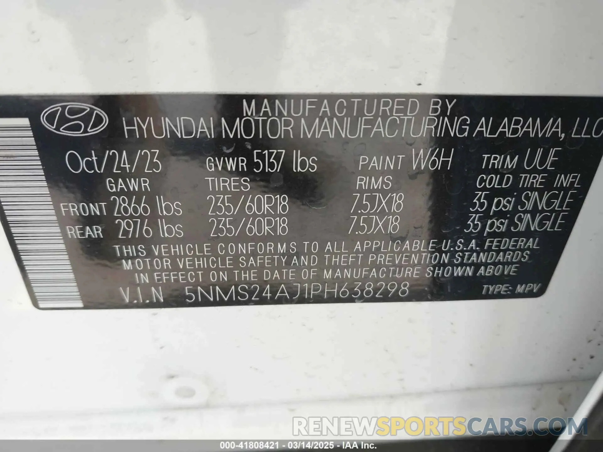 9 Photograph of a damaged car 5NMS24AJ1PH638298 HYUNDAI SANTA FE 2023