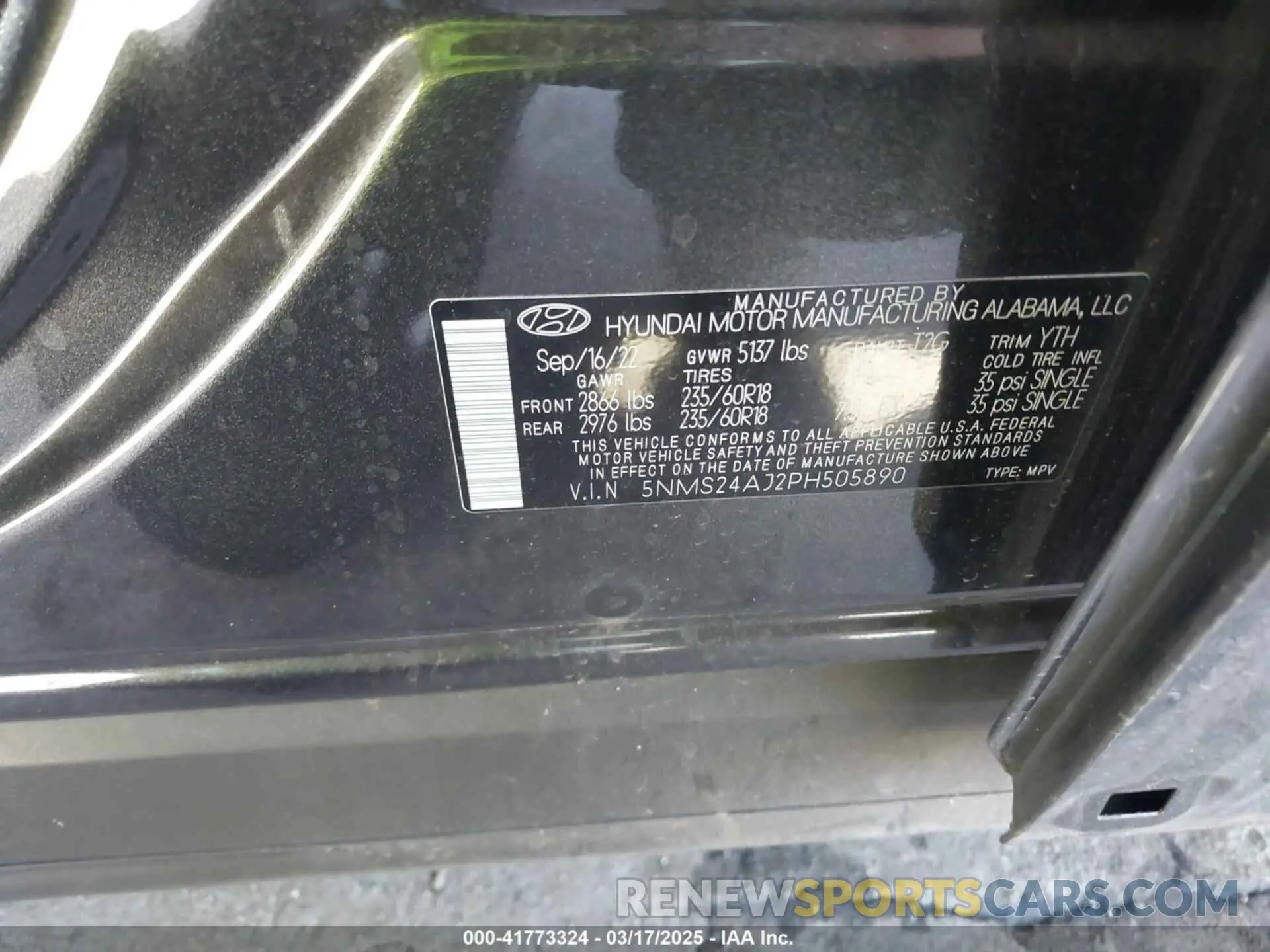 9 Photograph of a damaged car 5NMS24AJ2PH505890 HYUNDAI SANTA FE 2023