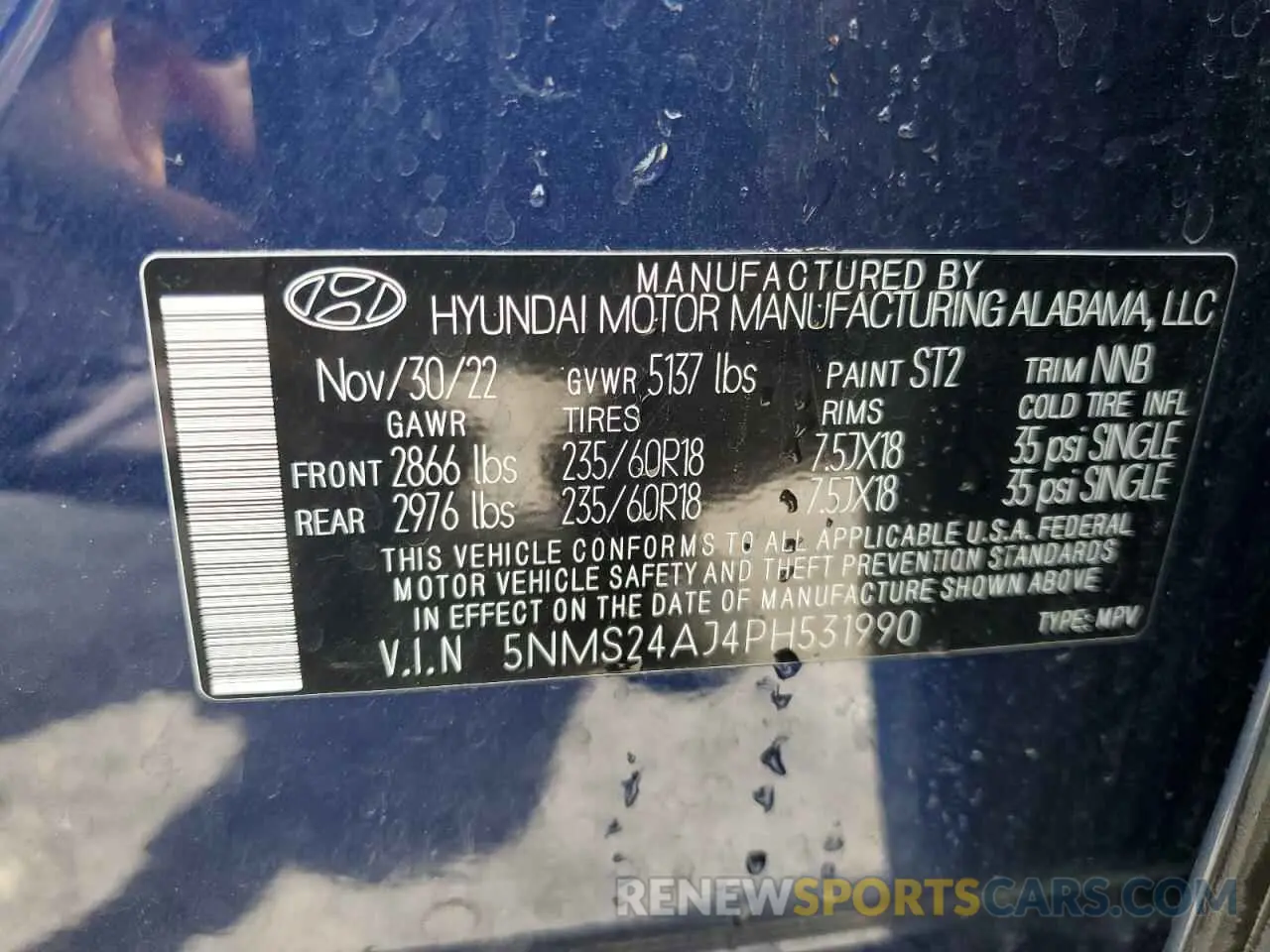 14 Photograph of a damaged car 5NMS24AJ4PH531990 HYUNDAI SANTA FE 2023