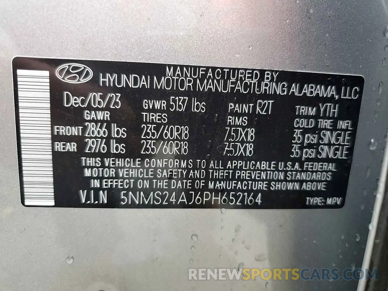 15 Photograph of a damaged car 5NMS24AJ6PH652164 HYUNDAI SANTA FE 2023