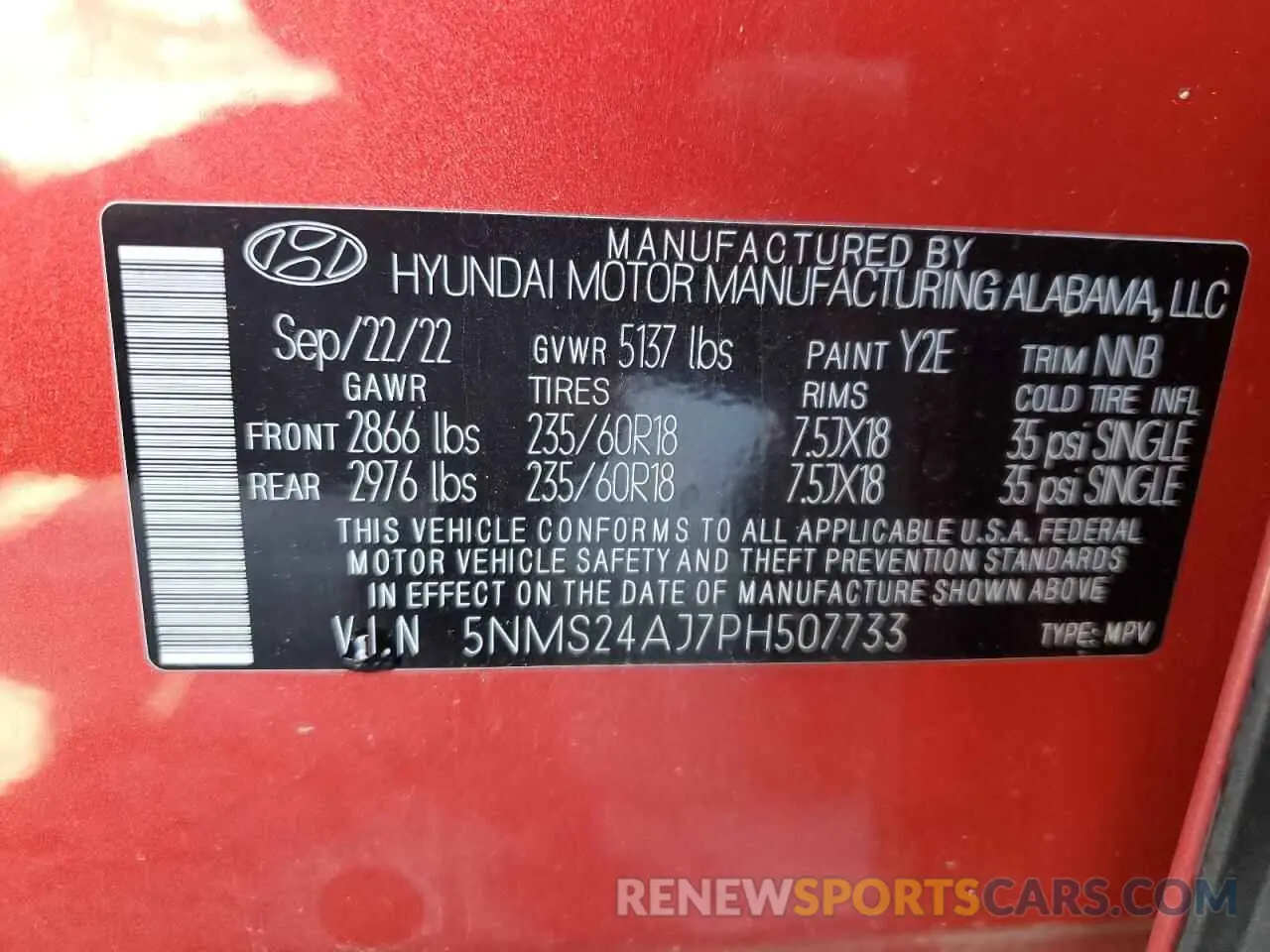14 Photograph of a damaged car 5NMS24AJ7PH507733 HYUNDAI SANTA FE 2023