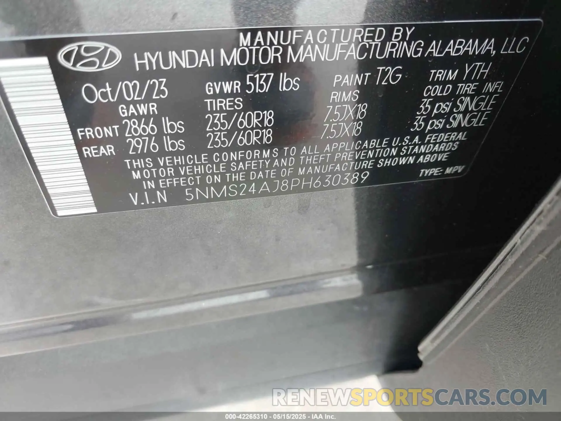 9 Photograph of a damaged car 5NMS24AJ8PH630389 HYUNDAI SANTA FE 2023
