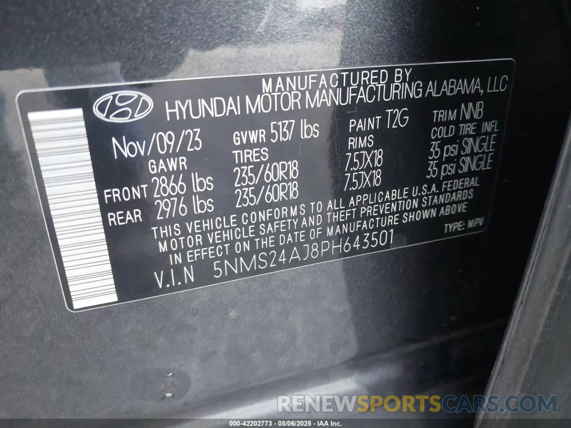 9 Photograph of a damaged car 5NMS24AJ8PH643501 HYUNDAI SANTA FE 2023