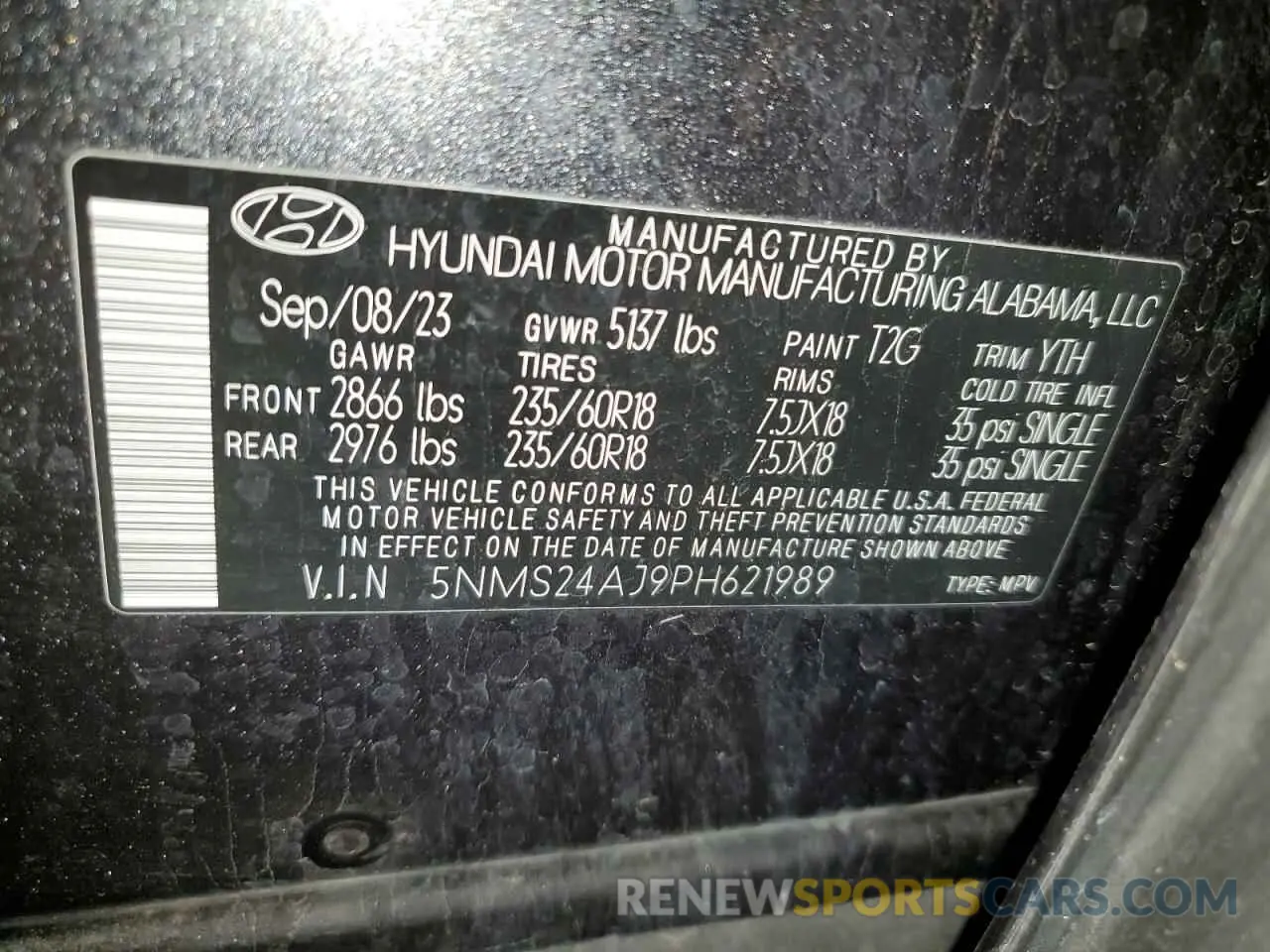 13 Photograph of a damaged car 5NMS24AJ9PH621989 HYUNDAI SANTA FE 2023