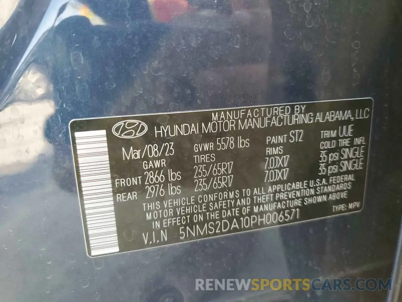 14 Photograph of a damaged car 5NMS2DA10PH006571 HYUNDAI SANTA FE 2023