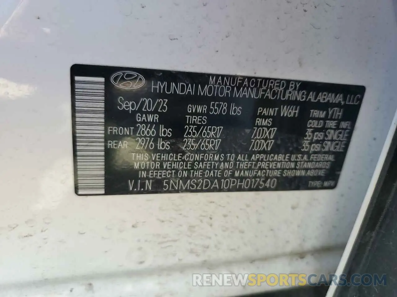 14 Photograph of a damaged car 5NMS2DA10PH017540 HYUNDAI SANTA FE 2023