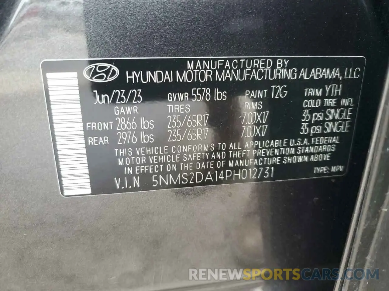 13 Photograph of a damaged car 5NMS2DA14PH012731 HYUNDAI SANTA FE 2023
