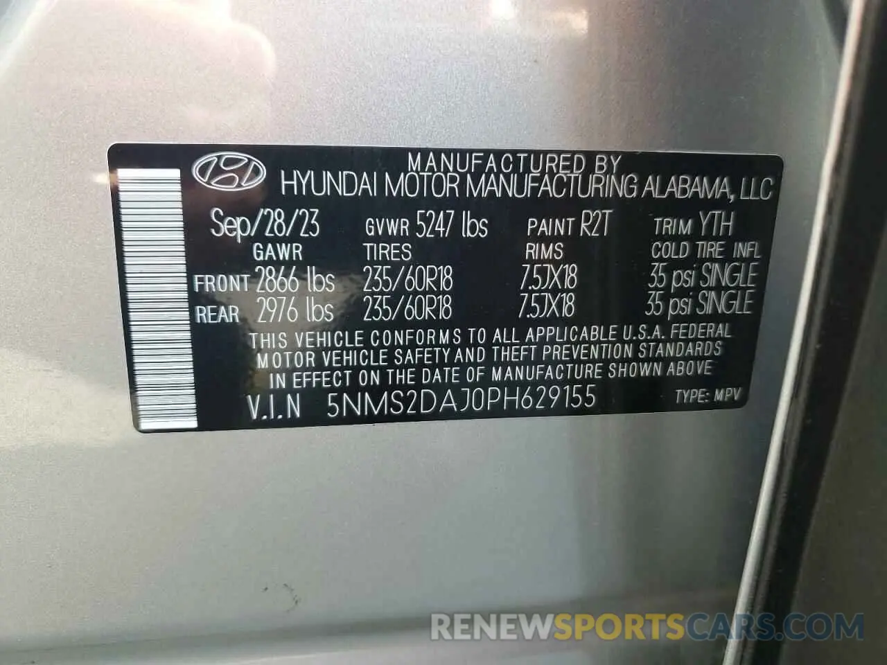 14 Photograph of a damaged car 5NMS2DAJ0PH629155 HYUNDAI SANTA FE 2023