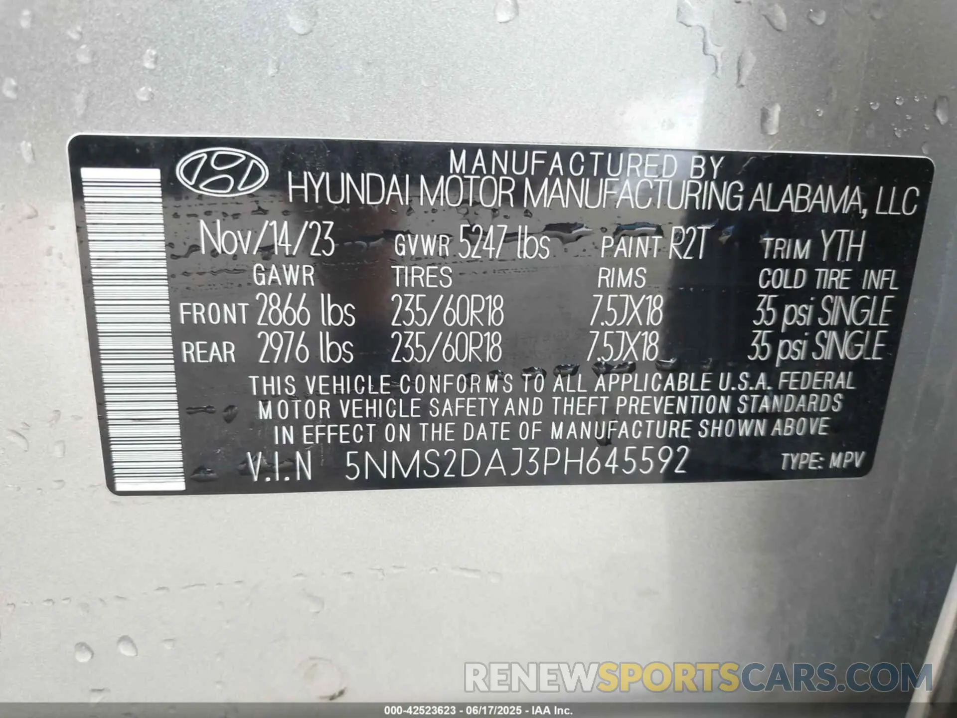 9 Photograph of a damaged car 5NMS2DAJ3PH645592 HYUNDAI SANTA FE 2023