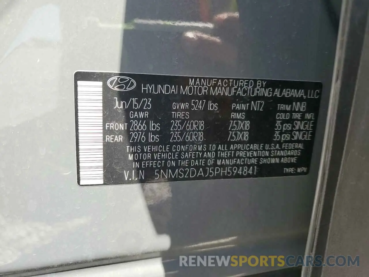 15 Photograph of a damaged car 5NMS2DAJ5PH594841 HYUNDAI SANTA FE 2023