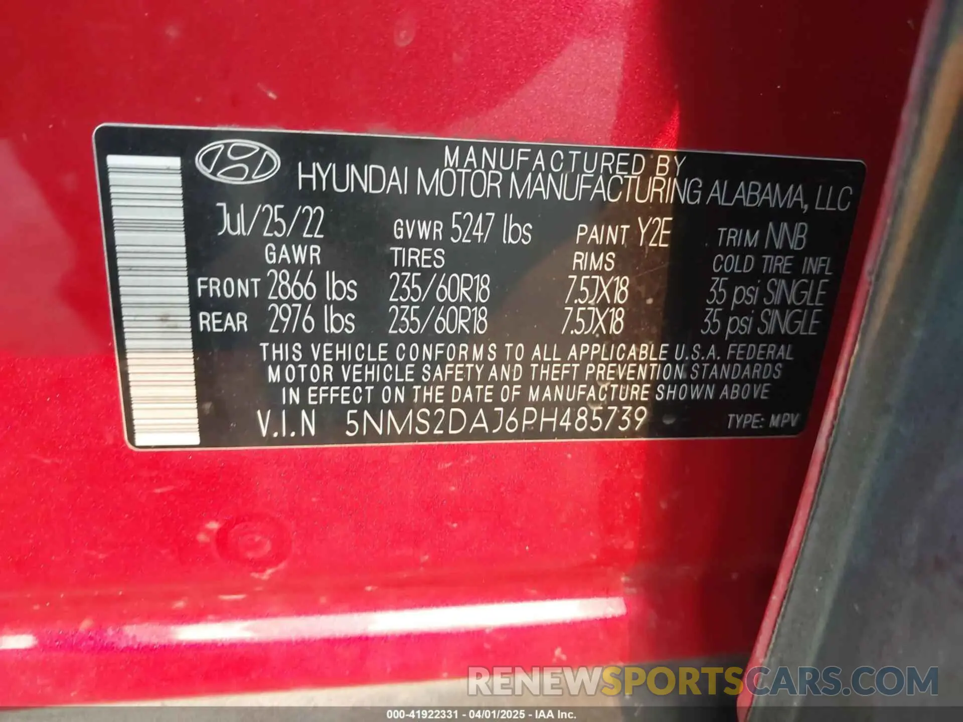 9 Photograph of a damaged car 5NMS2DAJ6PH485739 HYUNDAI SANTA FE 2023