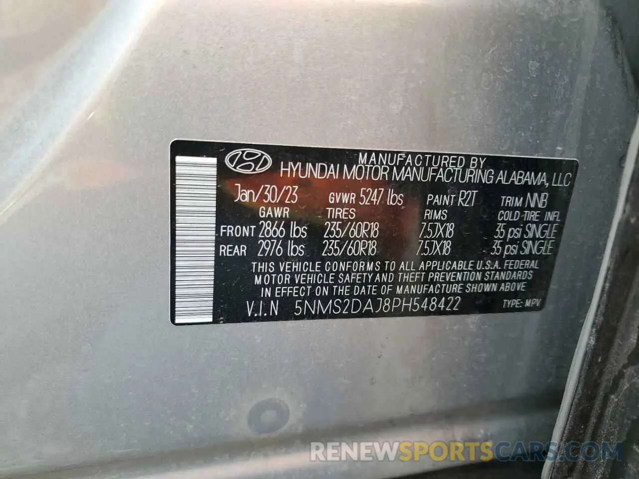 13 Photograph of a damaged car 5NMS2DAJ8PH548422 HYUNDAI SANTA FE 2023