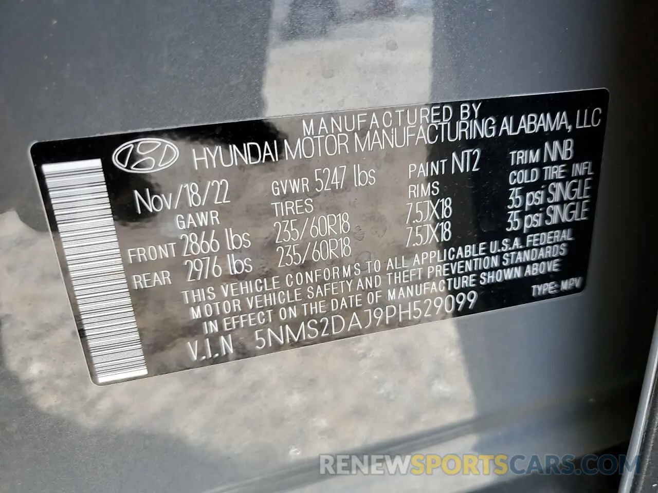 13 Photograph of a damaged car 5NMS2DAJ9PH529099 HYUNDAI SANTA FE 2023