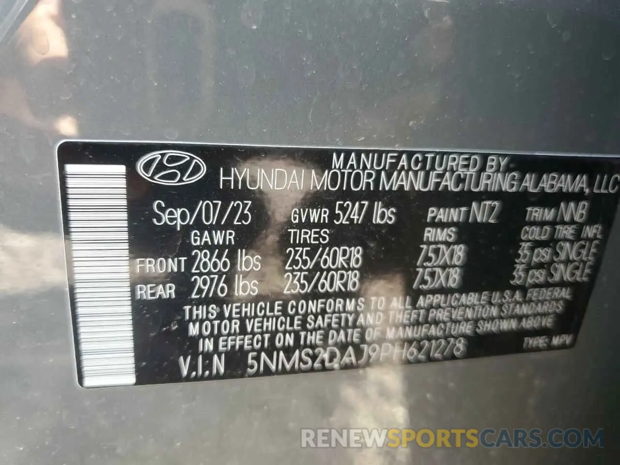 13 Photograph of a damaged car 5NMS2DAJ9PH621278 HYUNDAI SANTA FE 2023