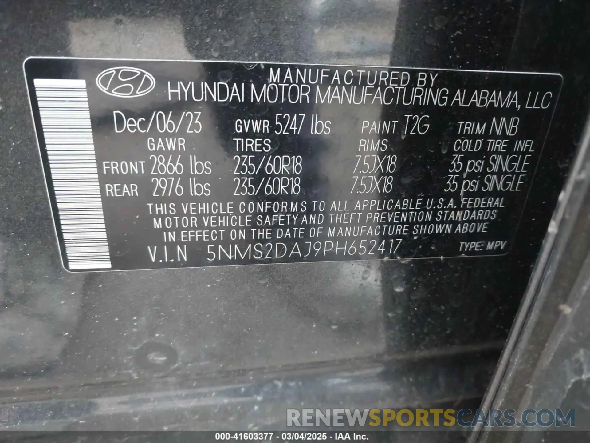 9 Photograph of a damaged car 5NMS2DAJ9PH652417 HYUNDAI SANTA FE 2023