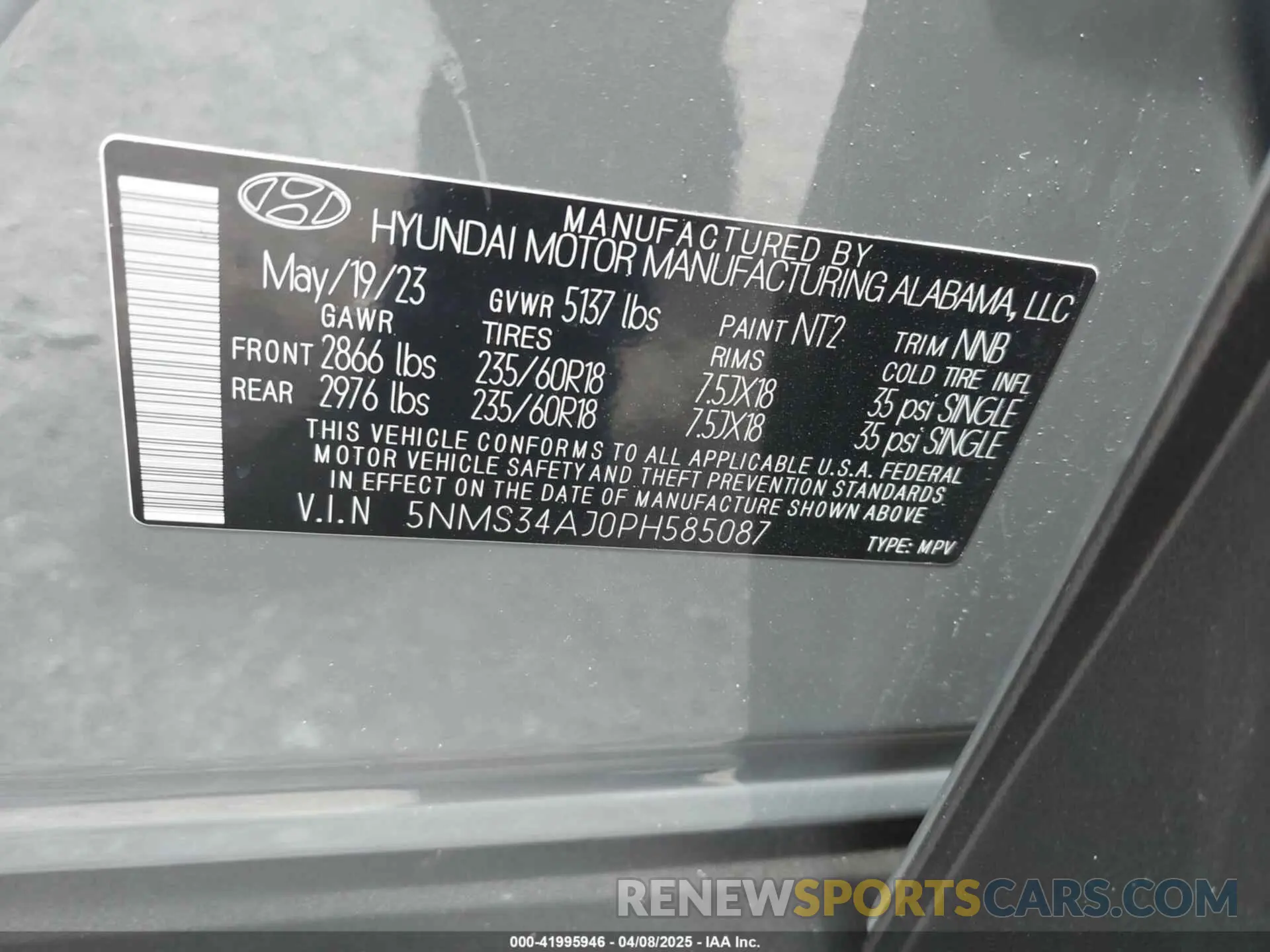9 Photograph of a damaged car 5NMS34AJ0PH585087 HYUNDAI SANTA FE 2023