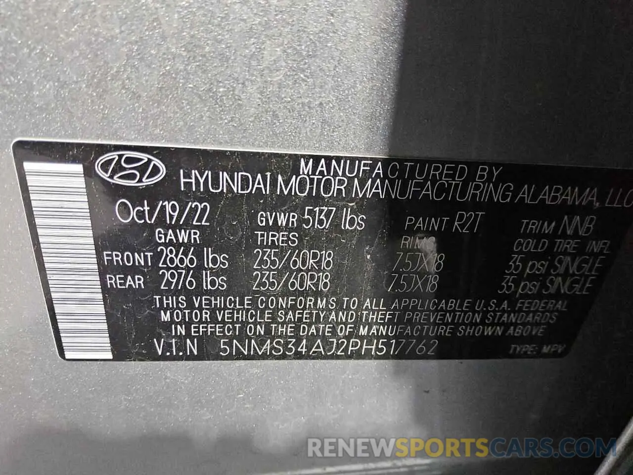 13 Photograph of a damaged car 5NMS34AJ2PH517762 HYUNDAI SANTA FE 2023