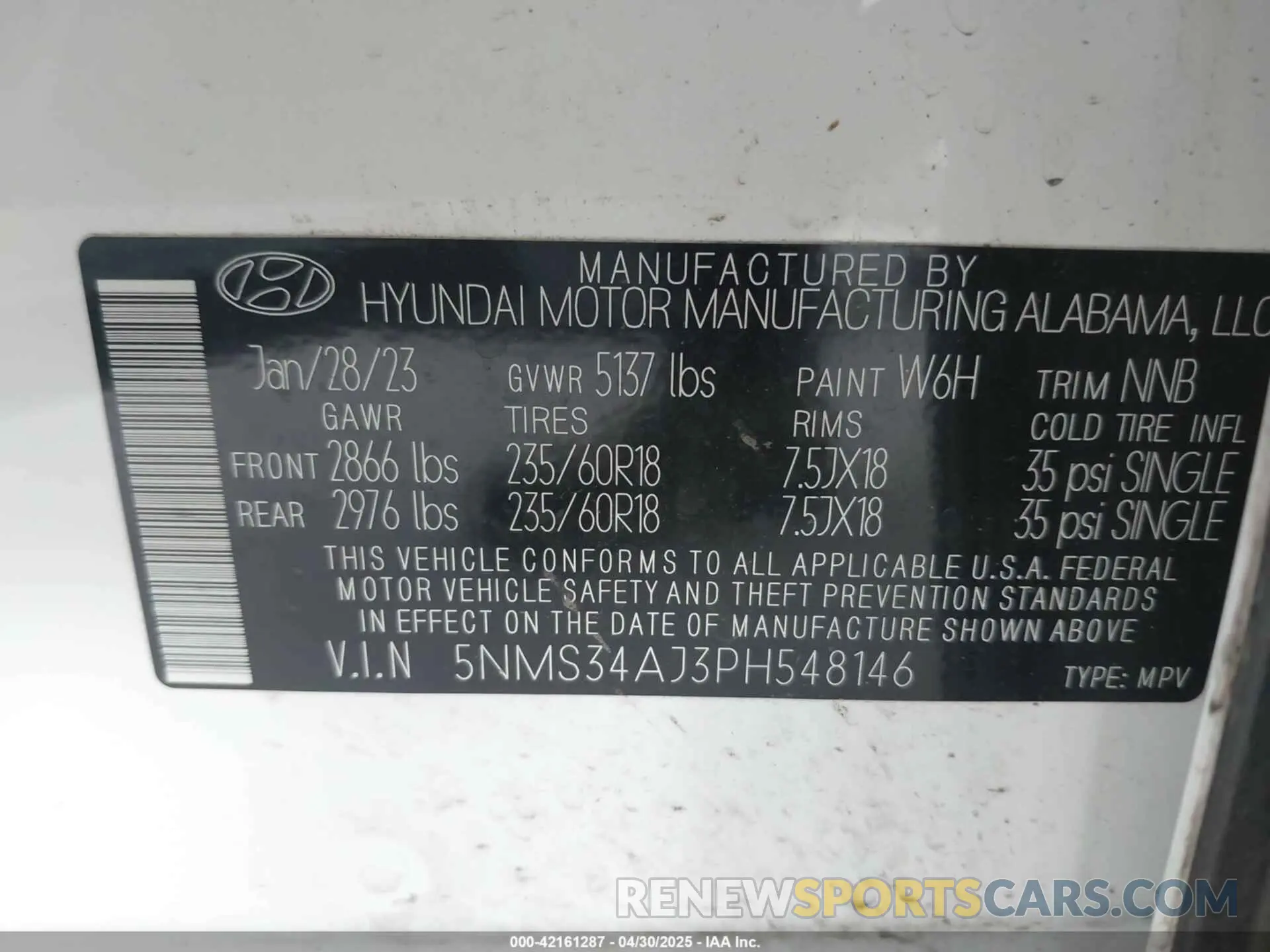 9 Photograph of a damaged car 5NMS34AJ3PH548146 HYUNDAI SANTA FE 2023