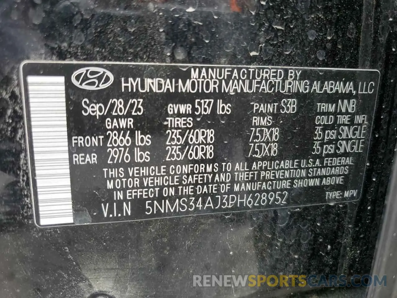 11 Photograph of a damaged car 5NMS34AJ3PH628952 HYUNDAI SANTA FE 2023