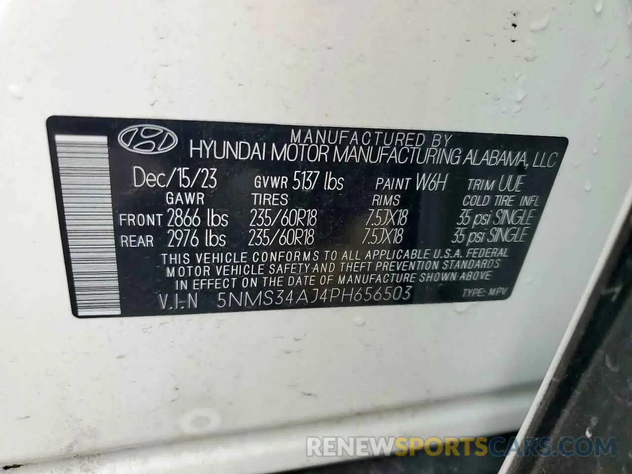 13 Photograph of a damaged car 5NMS34AJ4PH656503 HYUNDAI SANTA FE 2023