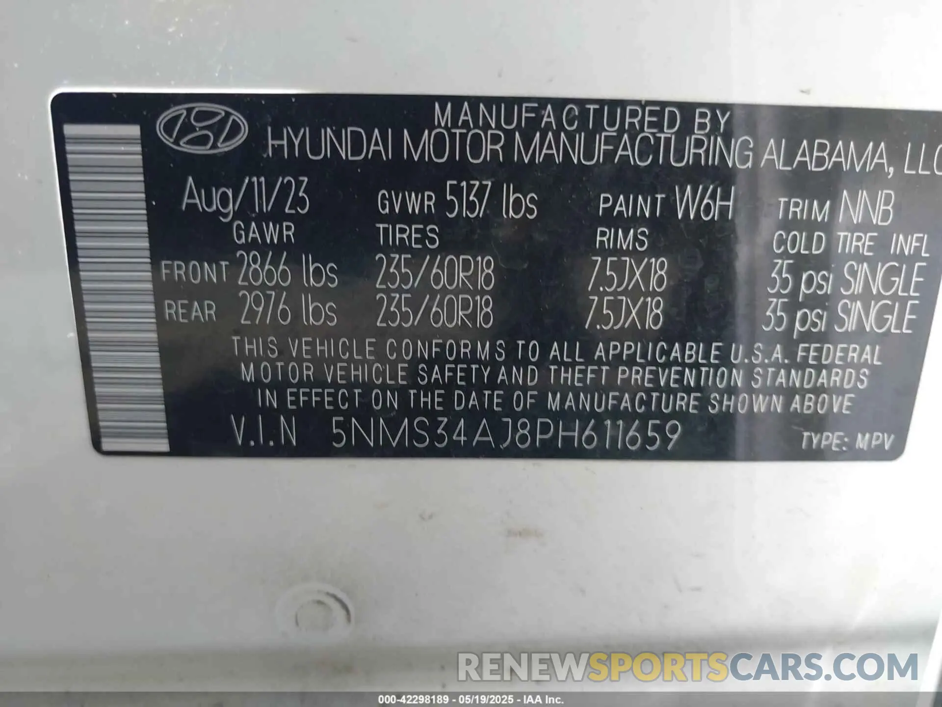9 Photograph of a damaged car 5NMS34AJ8PH611659 HYUNDAI SANTA FE 2023
