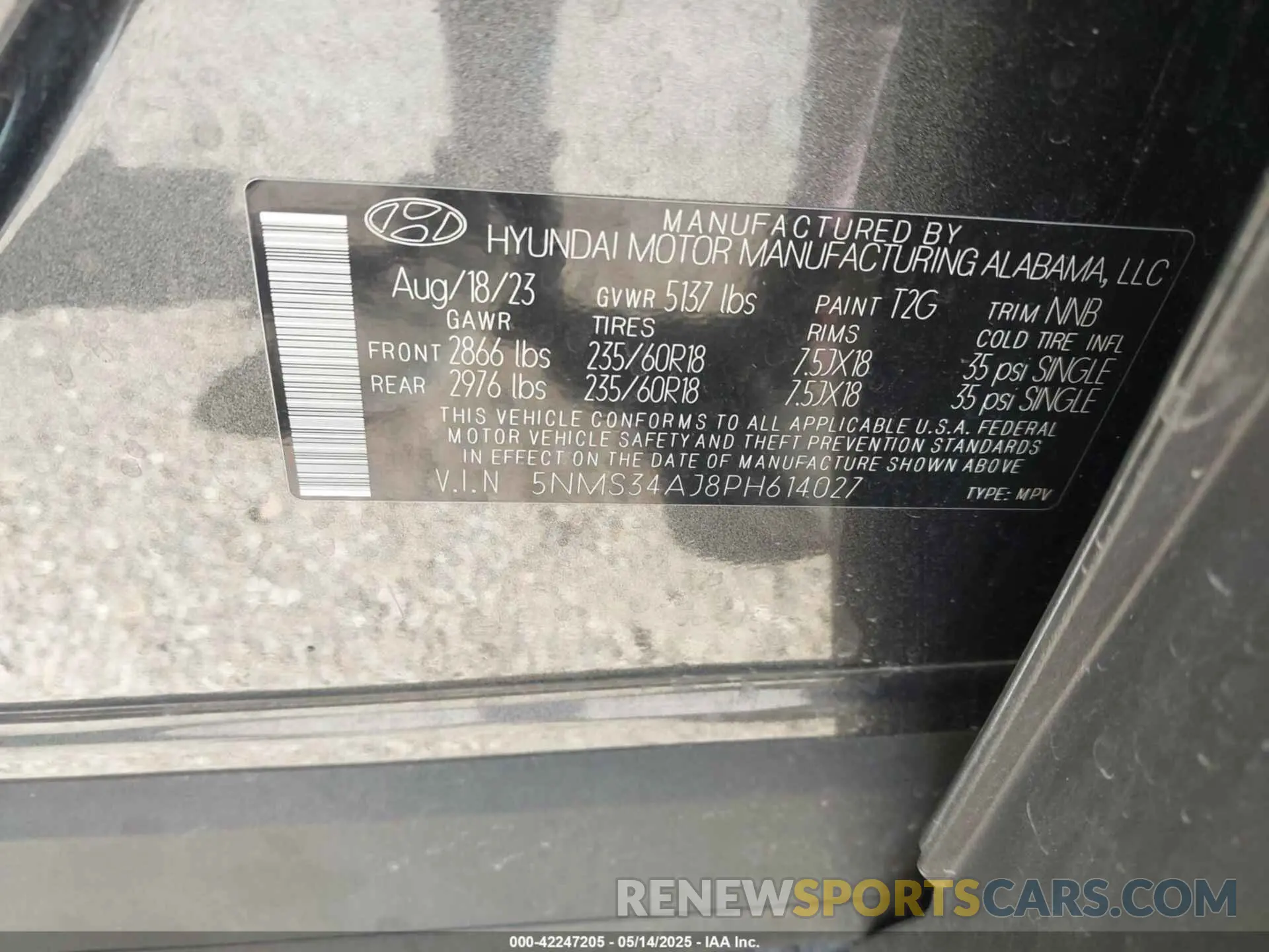 9 Photograph of a damaged car 5NMS34AJ8PH614027 HYUNDAI SANTA FE 2023