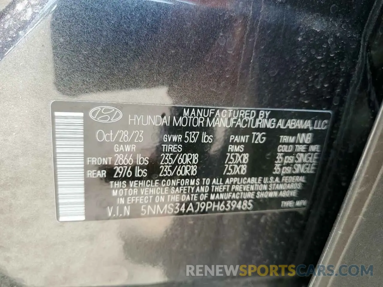 14 Photograph of a damaged car 5NMS34AJ9PH639485 HYUNDAI SANTA FE 2023