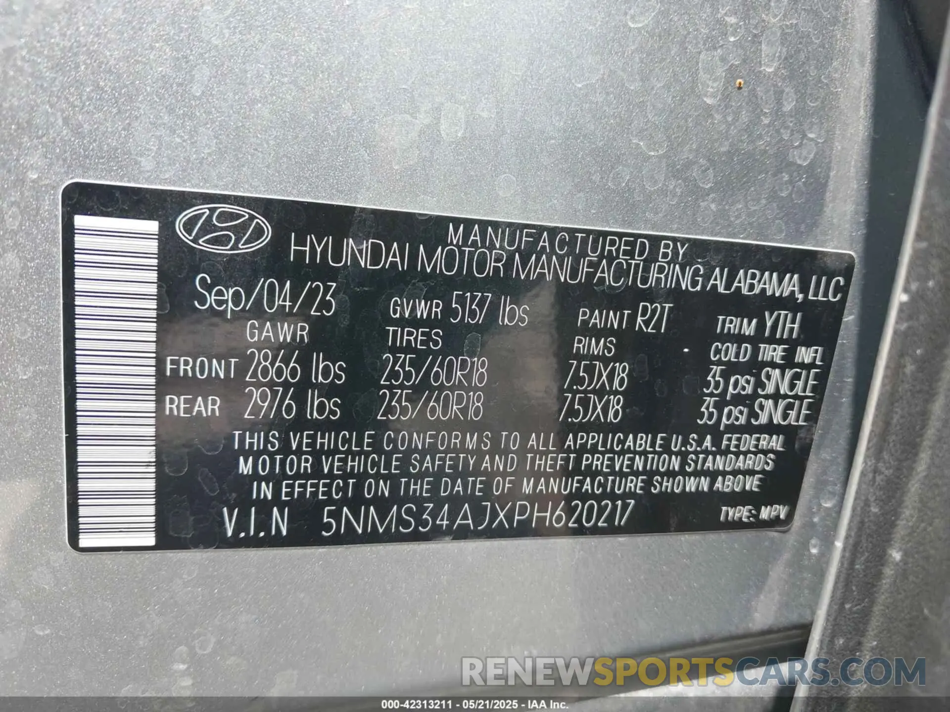 9 Photograph of a damaged car 5NMS34AJXPH620217 HYUNDAI SANTA FE 2023