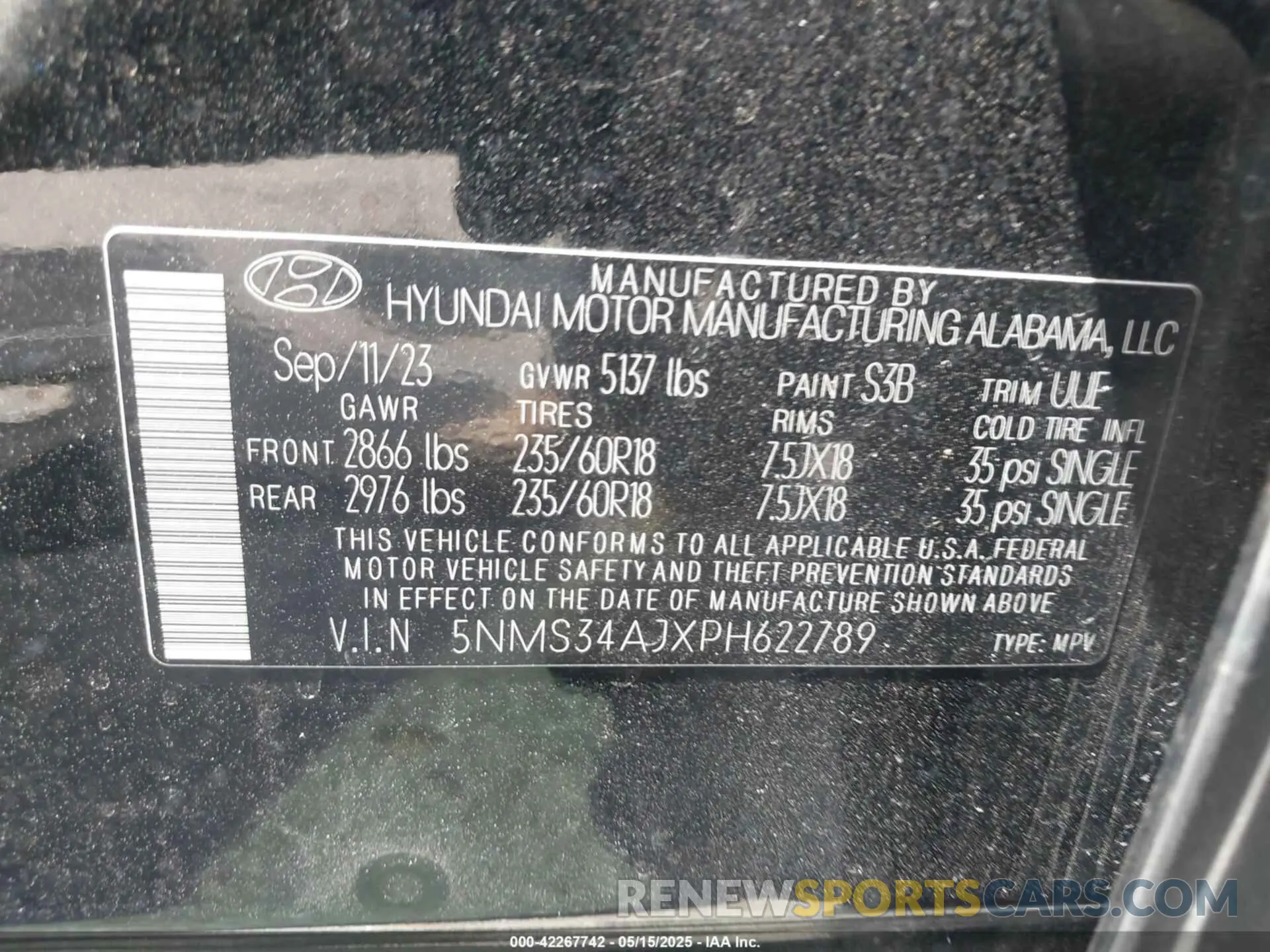 9 Photograph of a damaged car 5NMS34AJXPH622789 HYUNDAI SANTA FE 2023