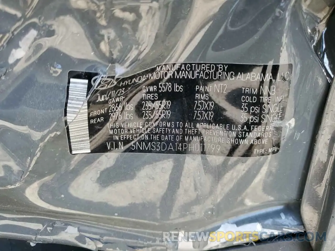 14 Photograph of a damaged car 5NMS3DA14PH011799 HYUNDAI SANTA FE 2023