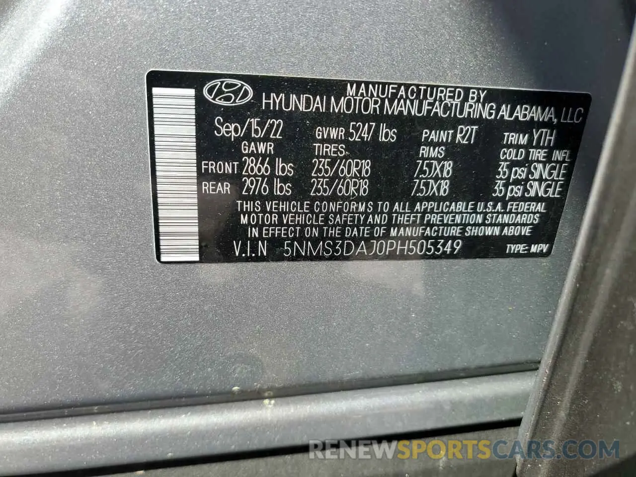 15 Photograph of a damaged car 5NMS3DAJ0PH505349 HYUNDAI SANTA FE 2023