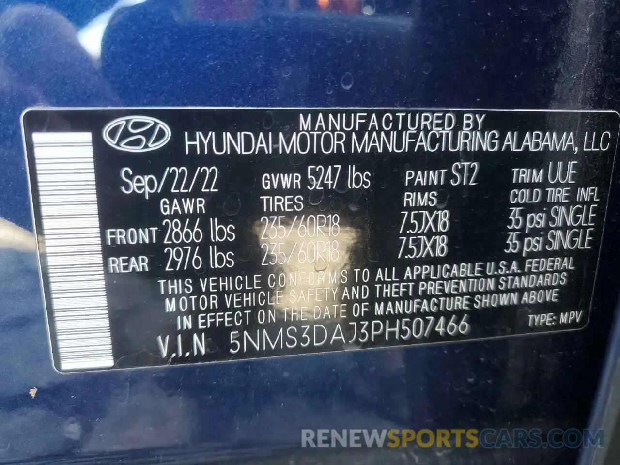 13 Photograph of a damaged car 5NMS3DAJ3PH507466 HYUNDAI SANTA FE 2023