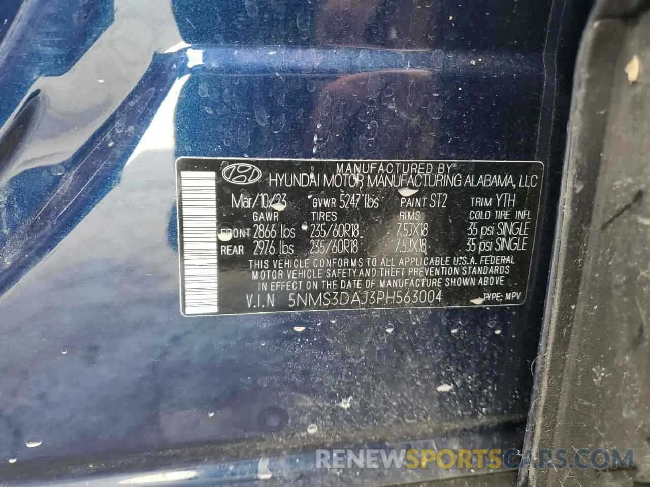 13 Photograph of a damaged car 5NMS3DAJ3PH563004 HYUNDAI SANTA FE 2023