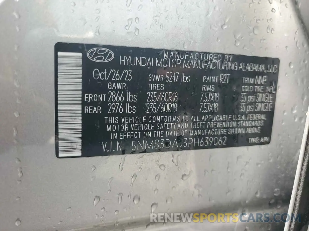 14 Photograph of a damaged car 5NMS3DAJ3PH639062 HYUNDAI SANTA FE 2023