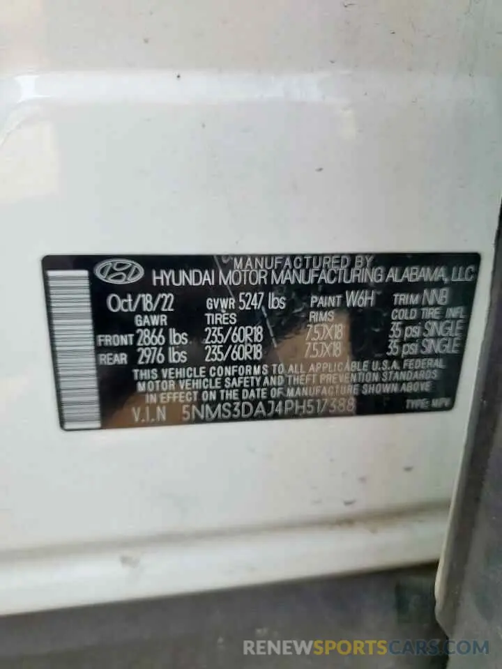 14 Photograph of a damaged car 5NMS3DAJ4PH517388 HYUNDAI SANTA FE 2023