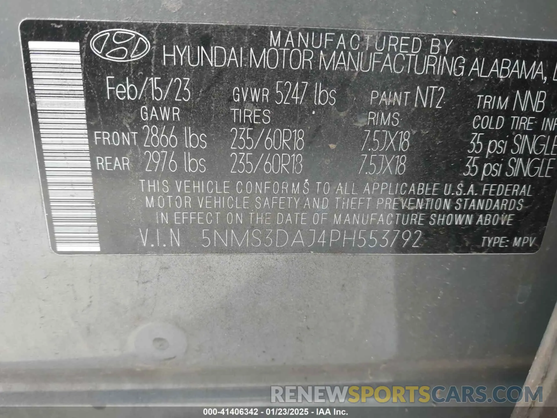9 Photograph of a damaged car 5NMS3DAJ4PH553792 HYUNDAI SANTA FE 2023