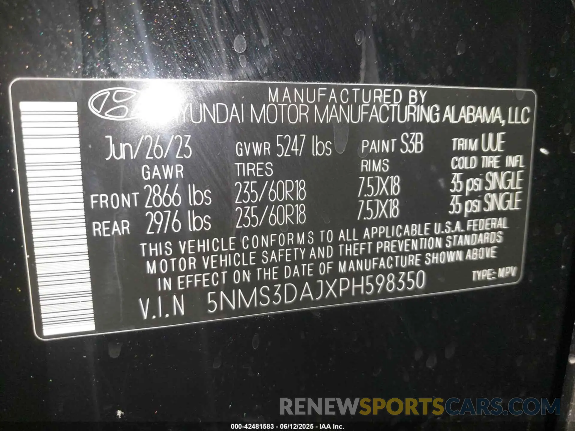 9 Photograph of a damaged car 5NMS3DAJXPH598350 HYUNDAI SANTA FE 2023