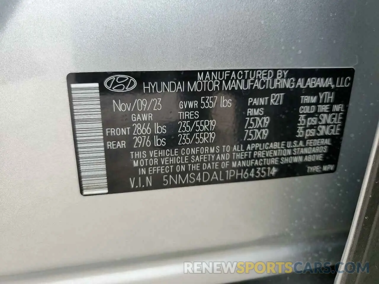 13 Photograph of a damaged car 5NMS4DAL1PH643514 HYUNDAI SANTA FE 2023