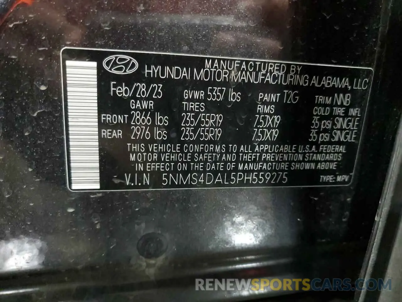 14 Photograph of a damaged car 5NMS4DAL5PH559275 HYUNDAI SANTA FE 2023