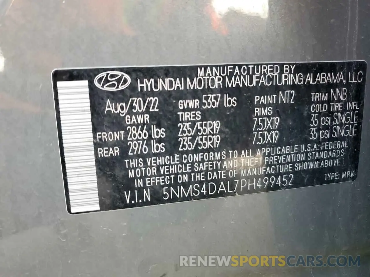 13 Photograph of a damaged car 5NMS4DAL7PH499452 HYUNDAI SANTA FE 2023