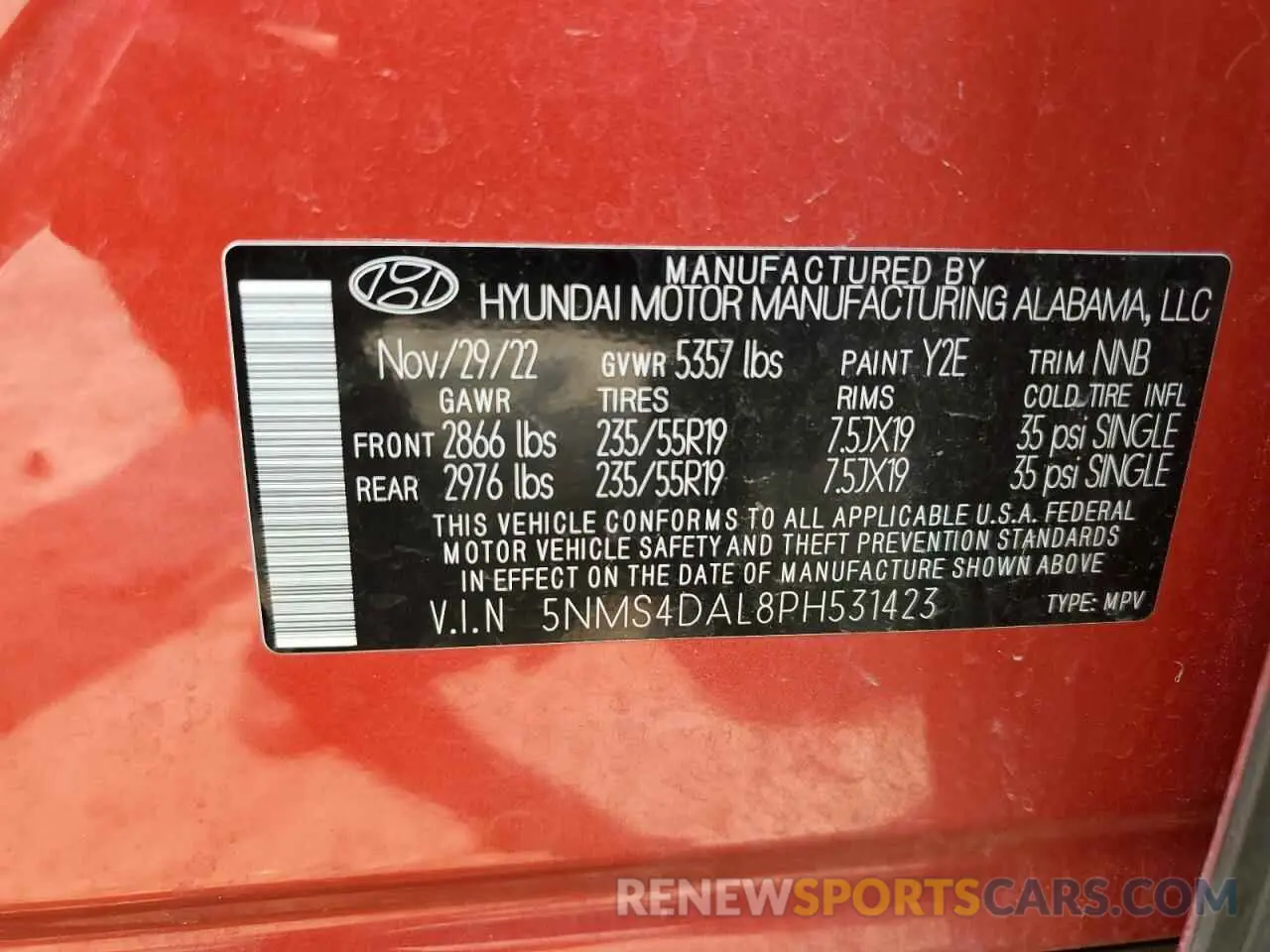 13 Photograph of a damaged car 5NMS4DAL8PH531423 HYUNDAI SANTA FE 2023