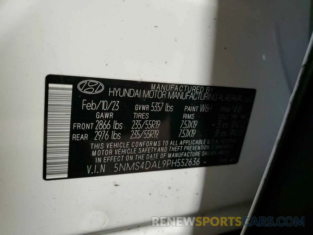 13 Photograph of a damaged car 5NMS4DAL9PH552636 HYUNDAI SANTA FE 2023