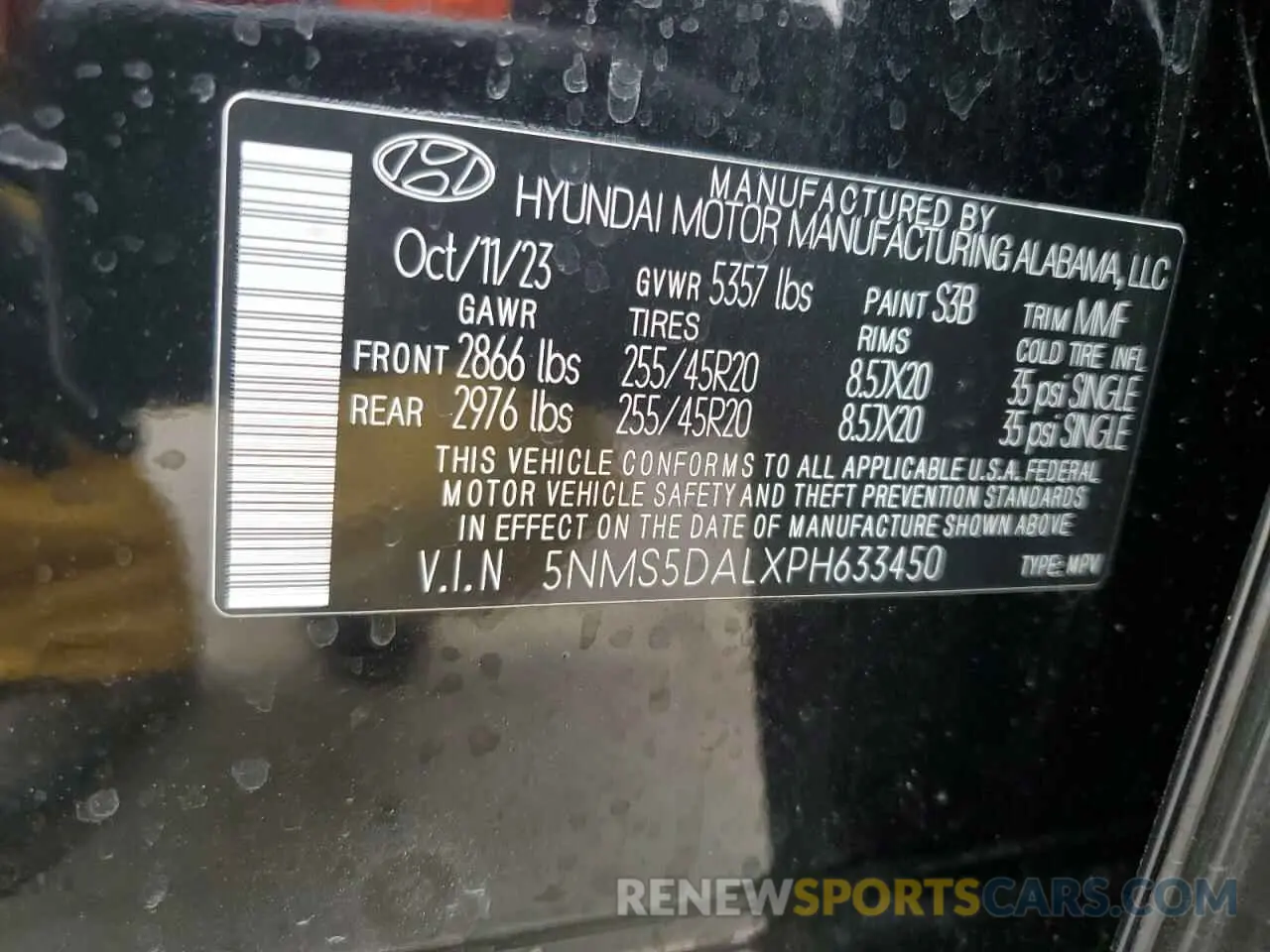 13 Photograph of a damaged car 5NMS5DALXPH633450 HYUNDAI SANTA FE 2023